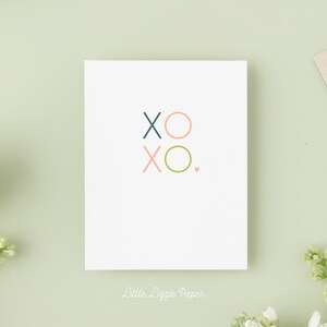Carte XOXO - Carte de l'amitié - Carte de voeux pliée 4,25 x 5,5 - Papeterie sociale