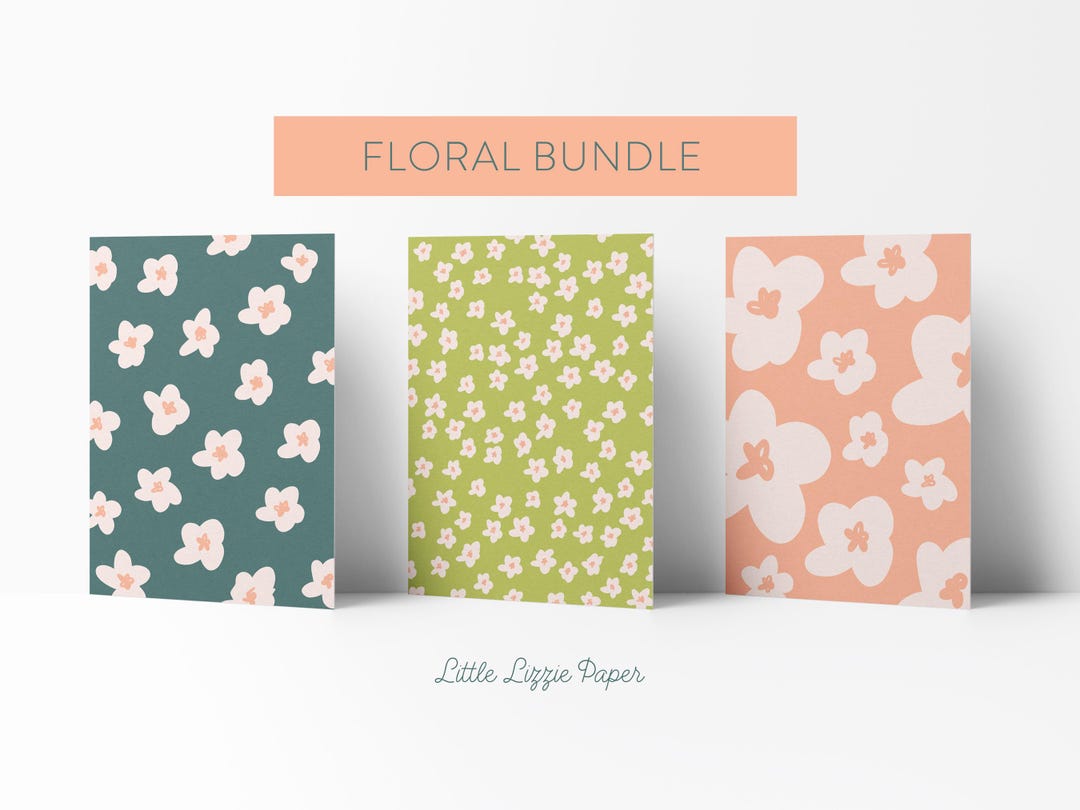 Floral Card Bundle – Set of 6 Folded 4.25 X 5.5 Greeting Cards – Blank ...