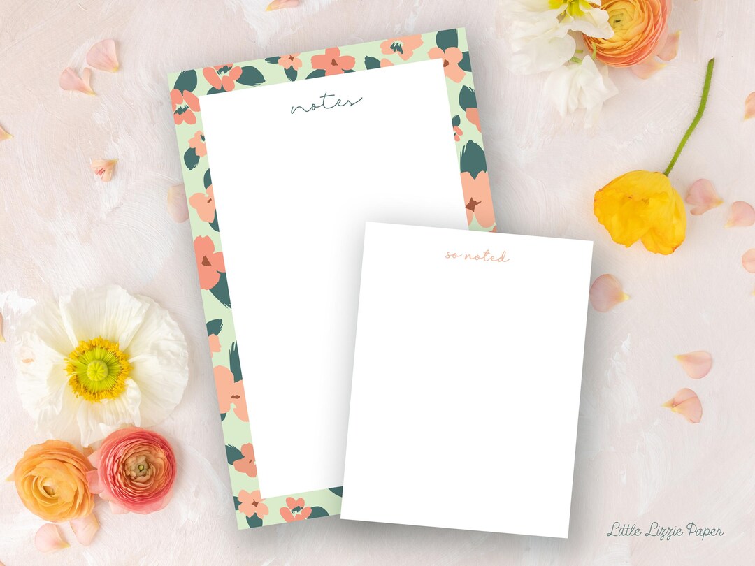 Notepad Bundle – Floral Notes and so Noted Notepads – 50-sheet Tear-off ...