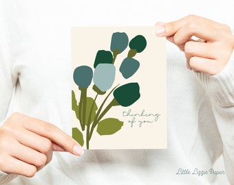 Thinking of You Card – Floral Card – Sympathy Card – Folded 4.25 x 5.5 Greeting Card – Social Stationery