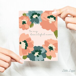 Belle carte de maman - carte de fête des mères - carte florale - carte d'anniversaire - carte de voeux pliée 4,25 x 5,5 - papeterie sociale