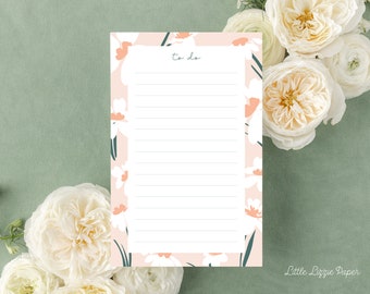 White Floral To Do Notepad – 50-Sheet Tear-Off Notepad, 5.5 x 8.5 Notepad