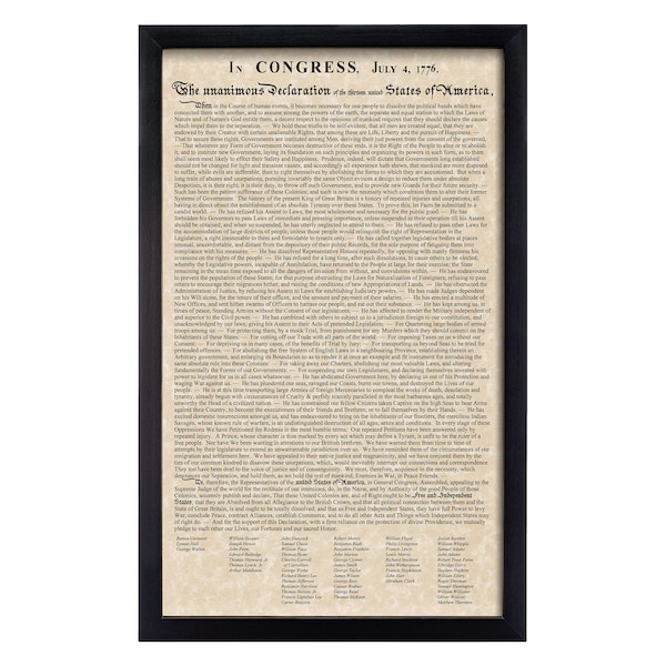 Framed Declaration of Independence • More Legible Font