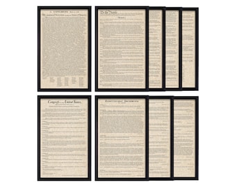 Framed Constitution, Declaration of Independence, Bill of Rights & Constitutional Amendments 11-27 (Complete Set) • More Legible Font