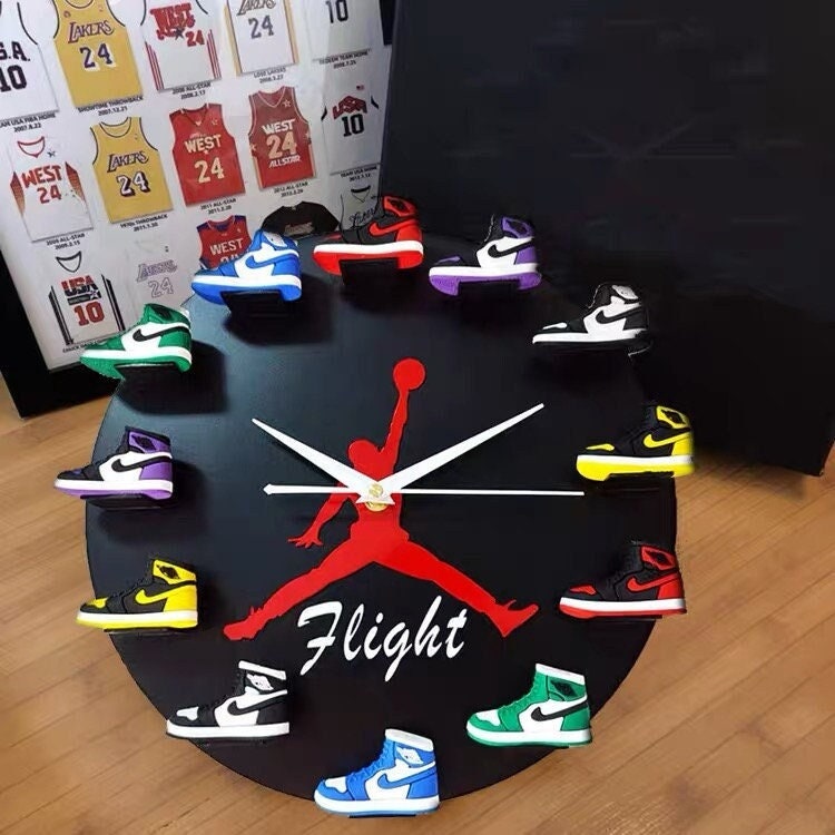 3D Sneaker Clock with 12 Mini Shoe Clock Decor 2022 La corrente Black12JJ 