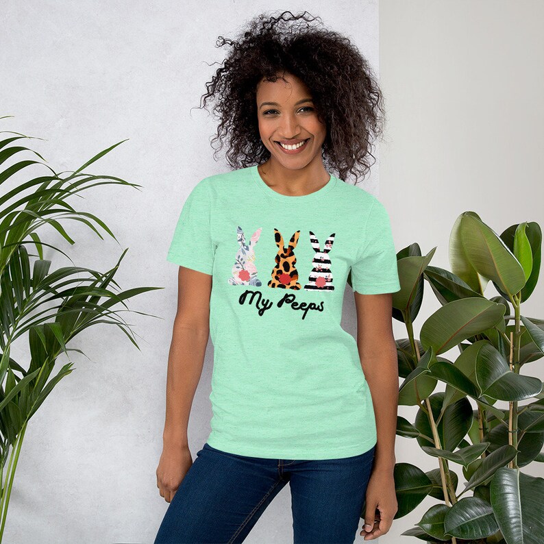 Floral Easter Bunny My Peeps Easter Bunny Tee Shirt Blessed Tees Cute Funny Easter TShirt My Peeps Shirt Leopard Bunny Easter T-Shirt