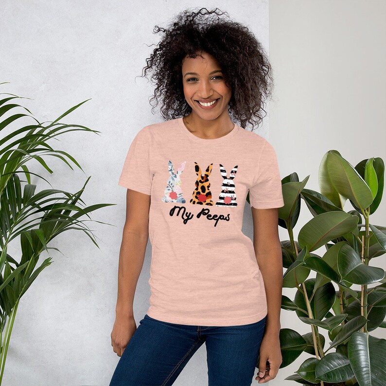 Floral Easter Bunny My Peeps Easter Bunny Tee Shirt Blessed Tees Cute Funny Easter TShirt My Peeps Shirt Leopard Bunny Easter T-Shirt
