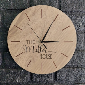 Engraved Wooden Wall Clock: Personalized Family Photo Gift