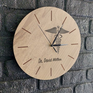 PERSONALIZED DOCTOR CLOCKS / Doctor Appreciation Gift / Medical Thank You / Gifts For Doctors / Engraved Photo Wooden Clock