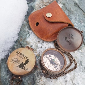 ENGRAVED COMPASS - Father&#39;s day gift - Functional Working Compass - Wedding Gift - Anniversary Gift - Men&#39;s Gift Set