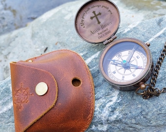 COMPASS, Engraved Compass, Baptism Gift, Father's Day Gift Set, First Holy Communion, First Eucharist, Christening Gift