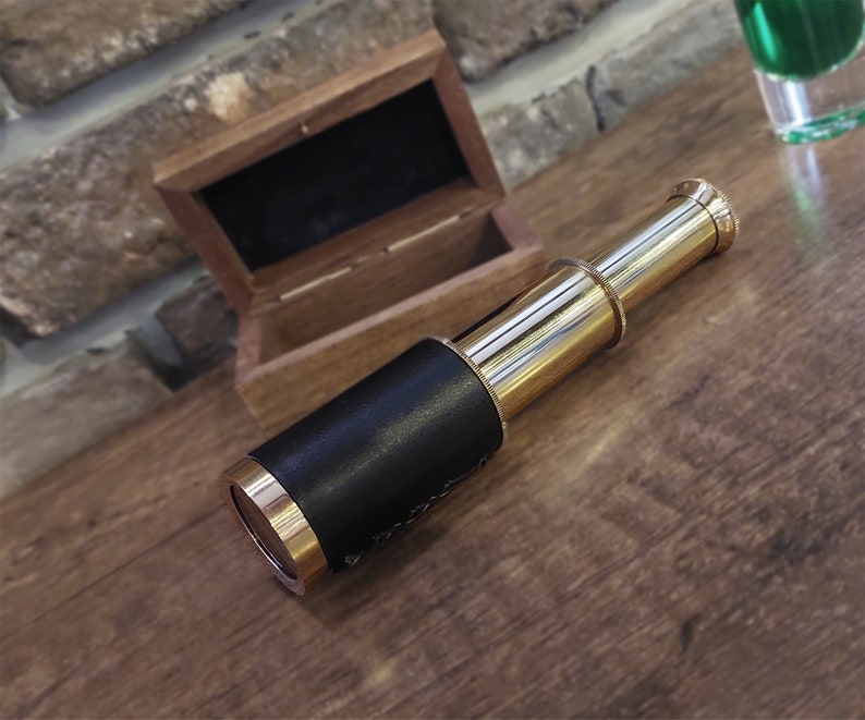 PERSONALIZED Antique Telescope With Wooden Box Handheld Telescope Gift