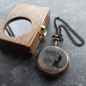 PERSONALIZED Pocket Watch, Custom Pocket With Monogram, Adventure gift, Pocket Watch With Wooden Box, Father's Day Gift image 2