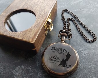 PERSONALIZED Pocket Watch / Custom Wooden Box Gift Set for Son, Anniversary