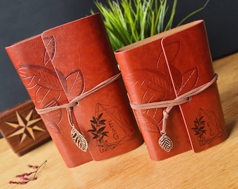 Personalized Vegan Leather Journal - Engraved Photo Notebook, Couple Gift