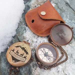 COMPASS - Custom Engraved Anniversary Gift - Personalized Working Compass - Engraved Photo Compass - Baptism Compass, Father&#39;s day gift