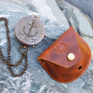 Personalized Brass Compass: Engraved Photo, Working Compass Gift Set