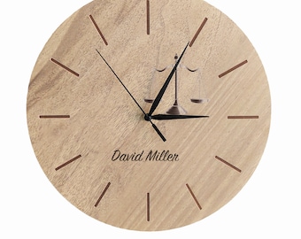 Personalized Engraved Wood Wall Clock - Family Name, Photo Gift
