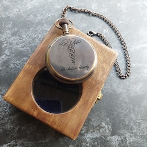 PERSONALIZED Pocket Watch, Custom Pocket With Monogram, Adventure gift, Pocket Watch With Wooden Box, Father's Day Gift image 3