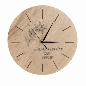 Personalized Wooden Wall Clock, Engraved Large Clock, Gift For Family, Wedding Clock, Kids Clock, Wall Decor, Father&#39;s day gift