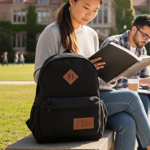 Sac à dos personnalisé en toile pour ordinateur portable unisexe avec nom personnalisé Patch en cuir sac à dos étanche