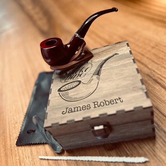 Smoking Gift Set, PERSONALIZED Pipe, Engraved Handmade Wooden Box, Smokers  Gift