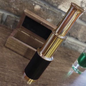 Personalized Brass Telescope with Wooden Box: Nautical Spyglass