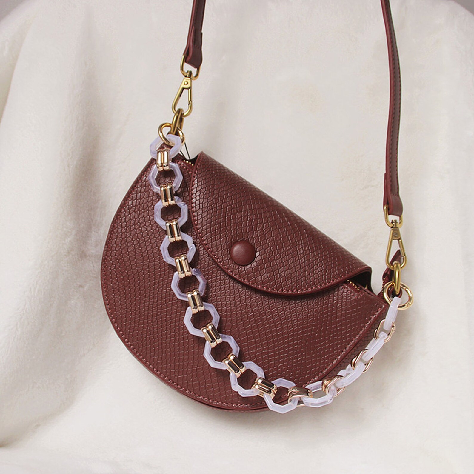 purse with metal chain