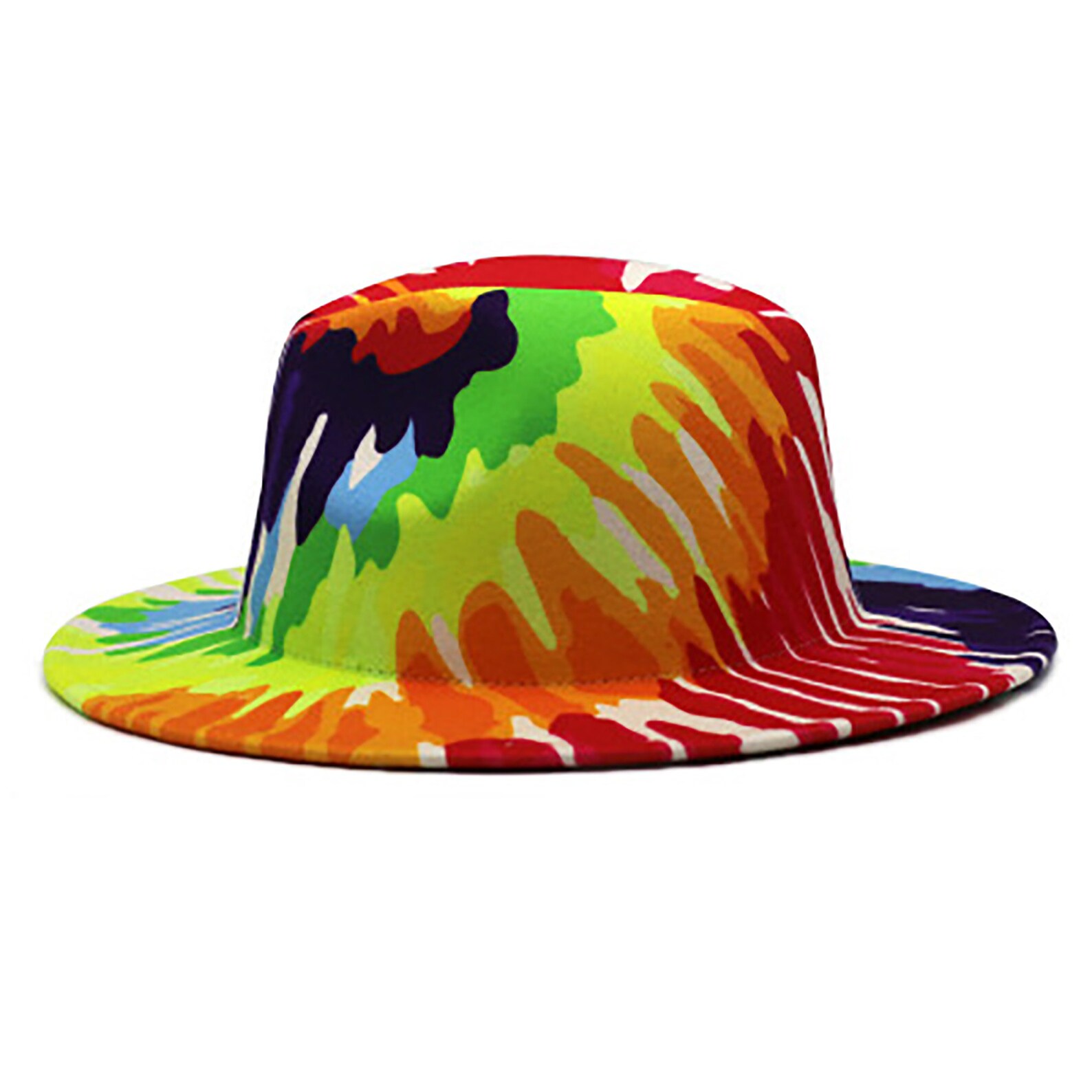 Tie Dye Hat Colorful Woolen Hats Woman Big Brim Jazz Hat Etsy