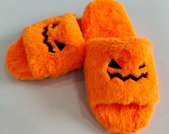 Pumpkin Plush Slippers,Halloween Plush Slippers,Halloween Fuzzy Slippers,Pumpkin Shoes,House Pumpkin Slippers,Cute Pumpkin Slippers