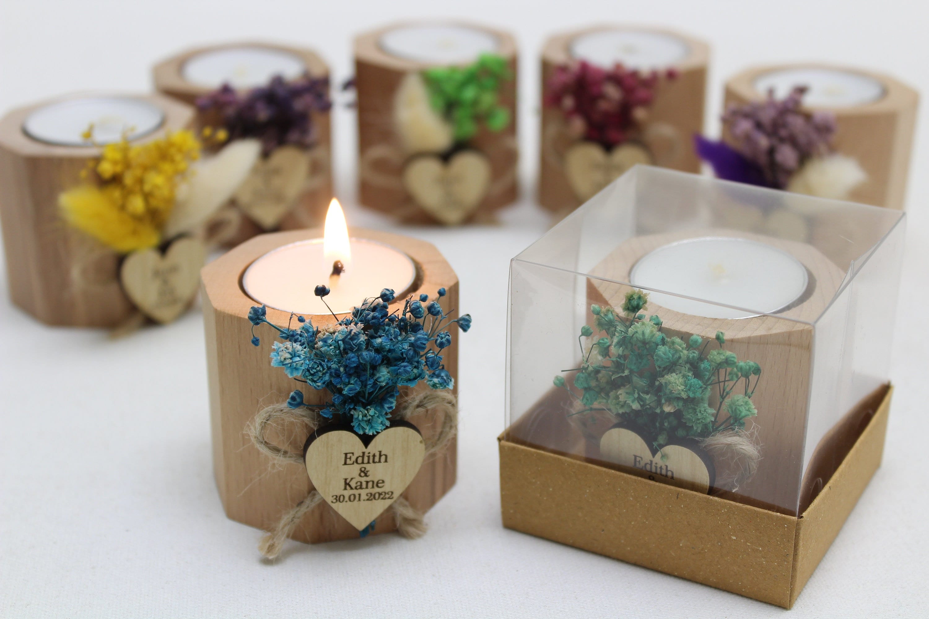 Wedding Candle Wood Party Favors for Guests in bulk | Bridal Shower Rustic Favors | Unique Favors | Tealight Holder | Thank You Favor