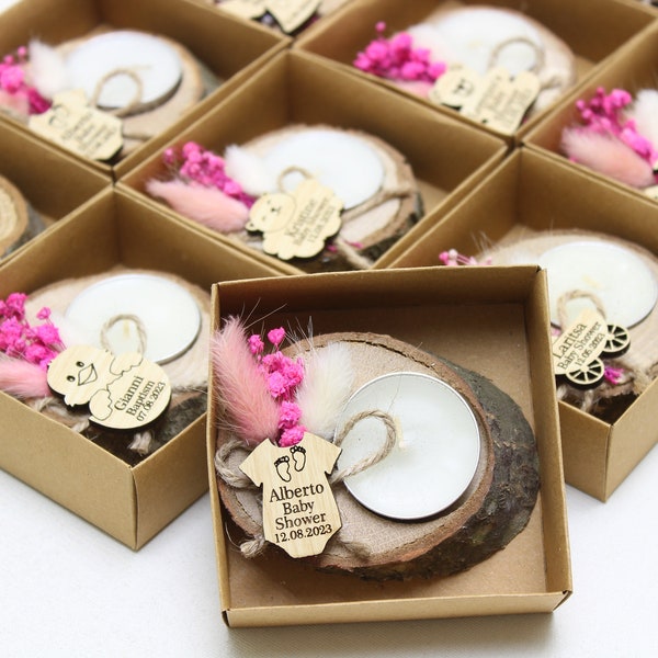 50 Pcs Handmade Baby Shower Candle Favors | Wedding Bulk Favors | Rustic Wedding Favors | Unique Favors | Tealight Holders | Thank You Favor