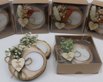 70 pcs Personalized Tealight Holder, Wedding Favors for Guest in Bulk, Rustic Wedding Favors, Bridal Shower Favors, Candle Wedding Favors,