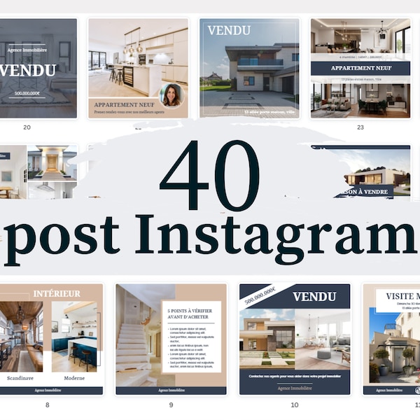 40 Feed Instagram Post Real Estate Real Estate Rentier Real Estate Coach Training | Instagram Feed Template | Can go