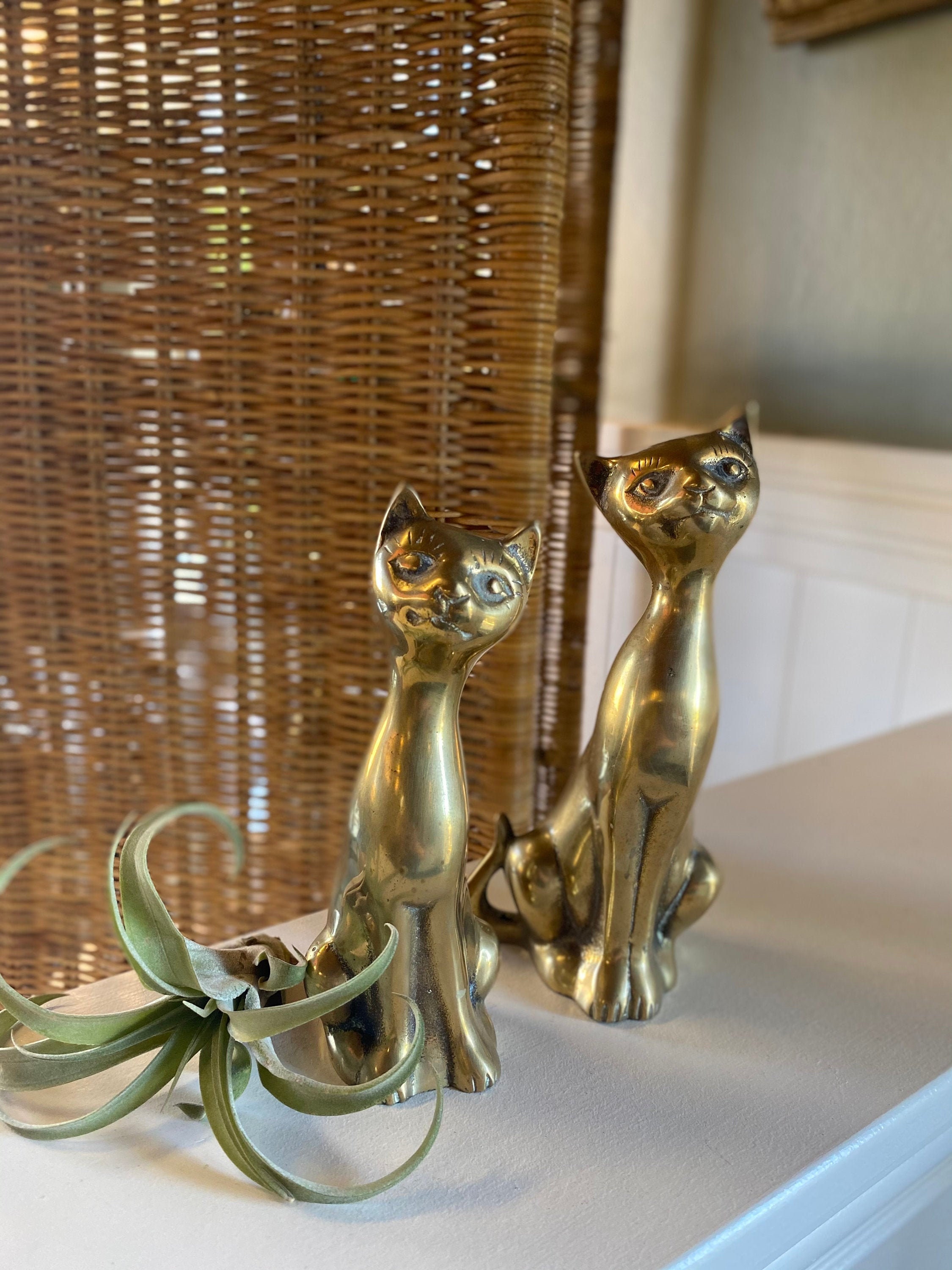 は自分にプチご褒美を Brass Vintage Cat Etsy - 2 of Set Figurines アンティーク雑貨
