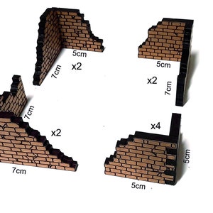 Conjunto de 10 muros decorativos para juegos de mesa o rol. (compatibilidad comprobada para heroquest y Dungeons lite)