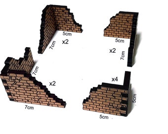 Conjunto de 10 muros decorativos para juegos de mesa o rol. (compatibilidad comprobada para heroquest y Dungeons lite)