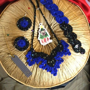 Princess Jewelry Ensemble, Crochet (Necklace, Earrings, Bracelet)