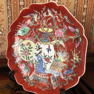 Vintage Hand-Painted Porcelain Plate from Macau, China