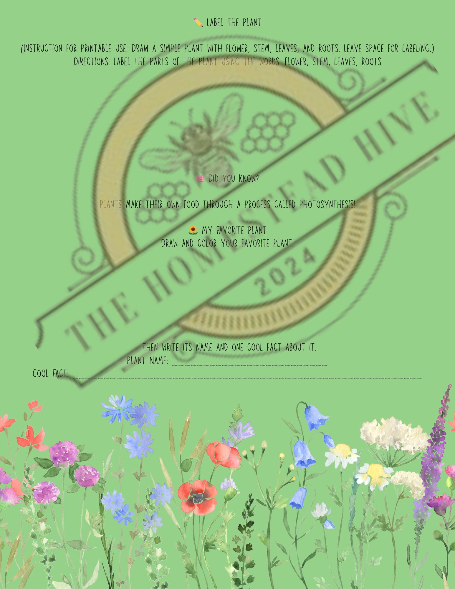 Printable Botany Worksheet for Kids | Plant Parts Activity for ...