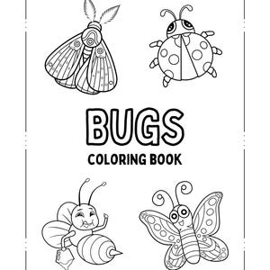 Bugs Coloring Book for Kids | Printable Insect Coloring Pages | Nature Homeschool Activity | Digital Download PDF