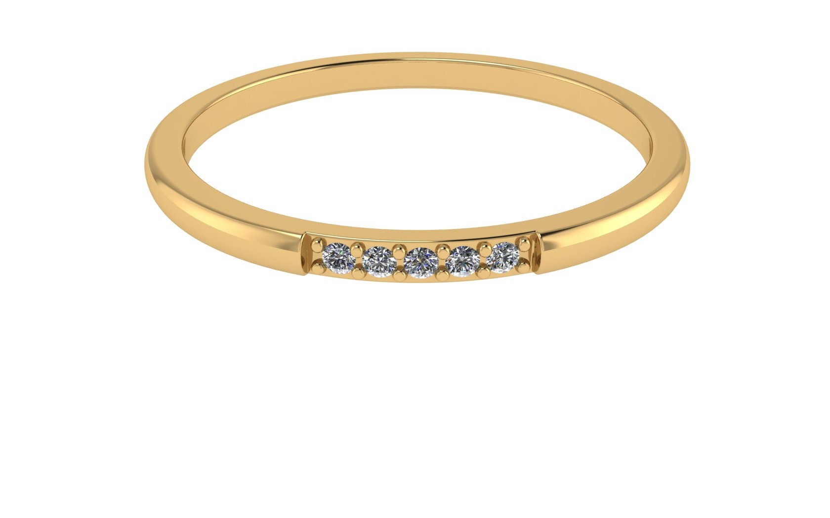 Diamond Solid Gold Ring Diamond Band Gold Band Wedding Etsy UK