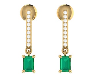 Emerald drop earrings stunning with diamonds.