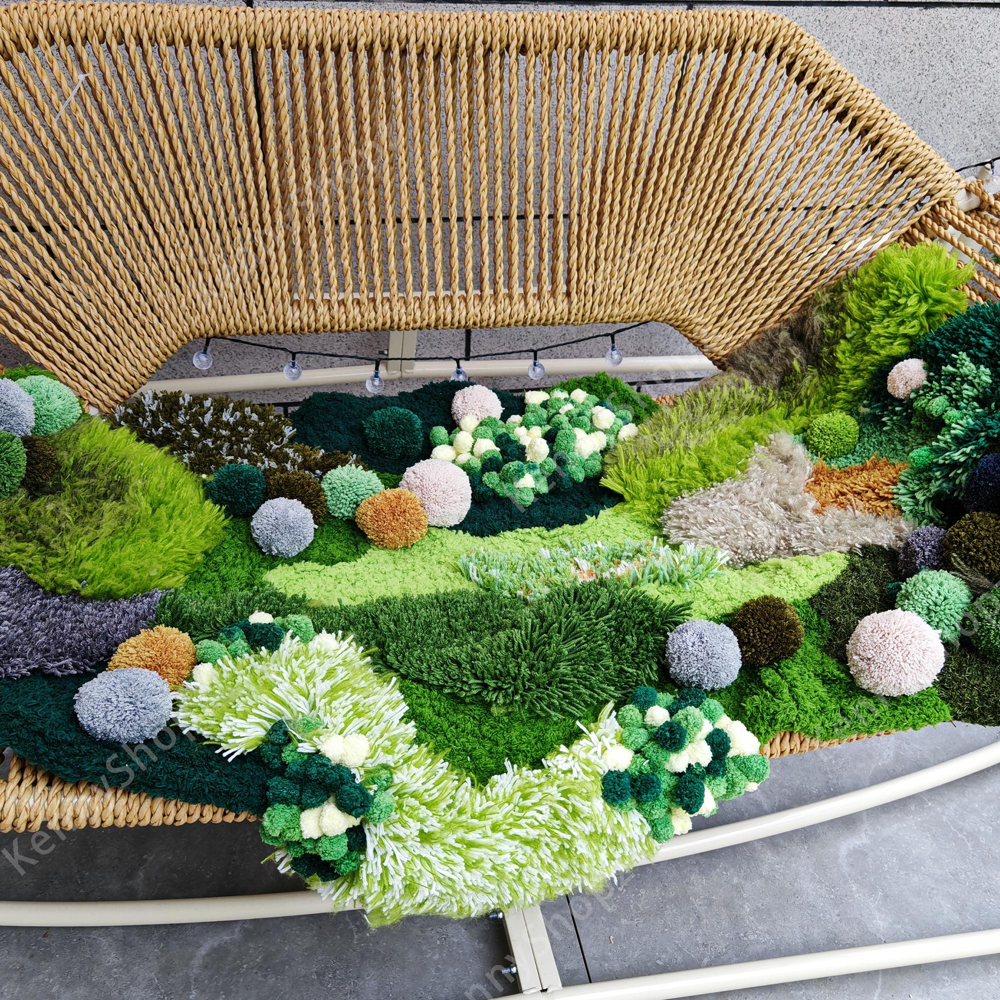 Moss Rug Making Kit 3D Moss Landscape Rug | DIY Kit or Finished | Irregular Latch Hook Rug ...