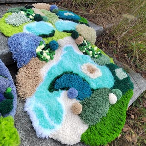 Comfy Moss Rugs Starter Kit! DIY Punch Needle Kit, 3D Handmade Floor Covering, Bohemian - Style, with Brook & Lagoon, Perfect for Home Decor