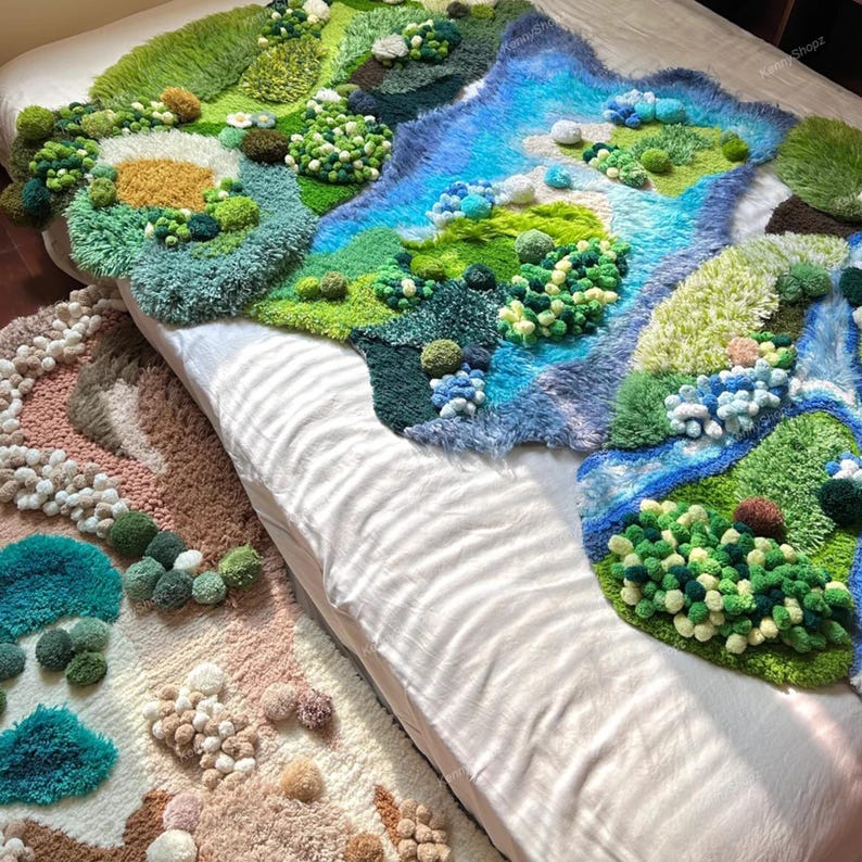 River Rug Custom 3D Moss River Landscape Rug | Handmade Latch Hook Rug | 5 Styles ...