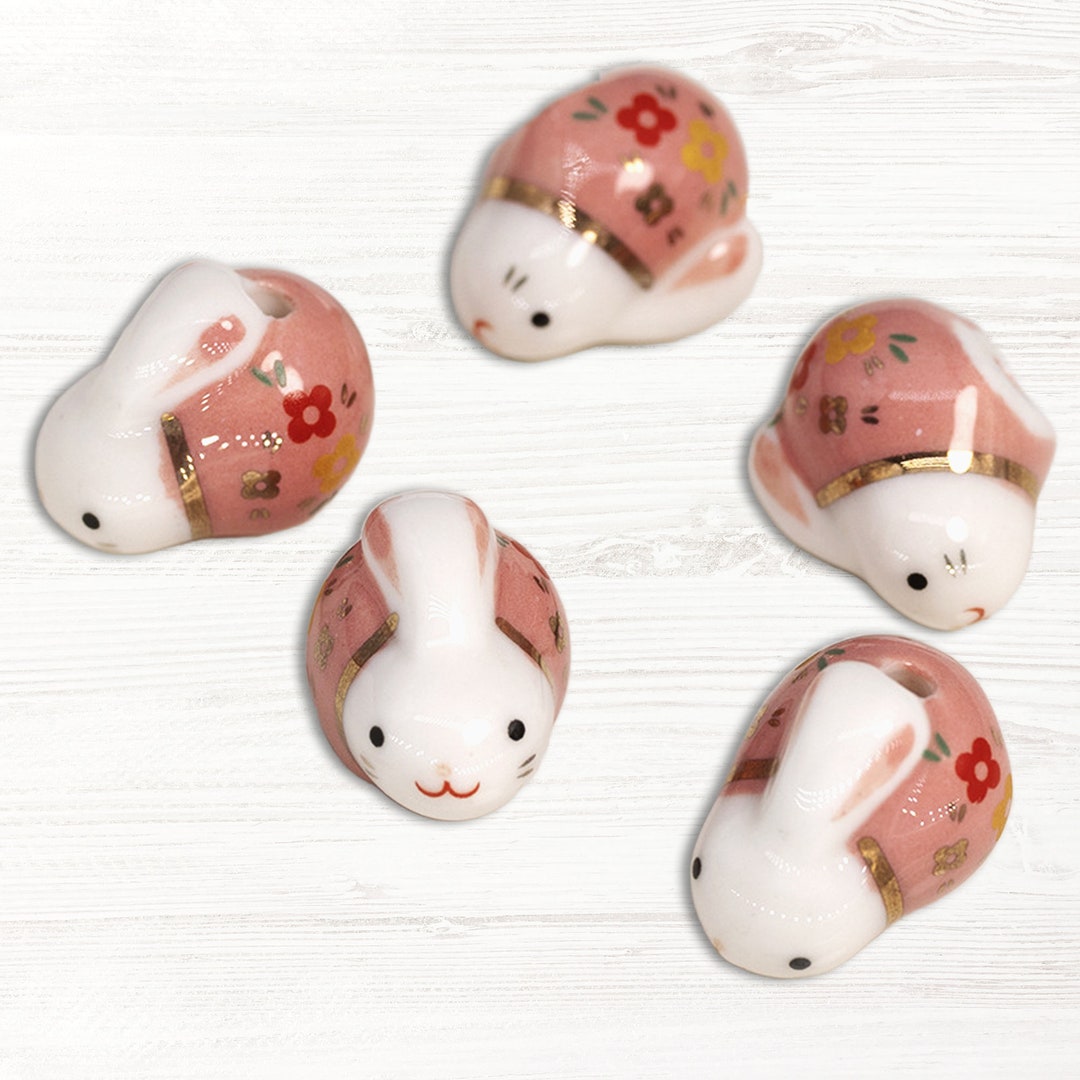 Fun Ceramic Loose Beads Rabbit Beads DIY Handmade Beaded Etsy