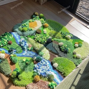 Moss Rug Making Kit 3D Moss Rug DIY Kit or Finished | Fluffy Landscape Carpet | Handmade ...