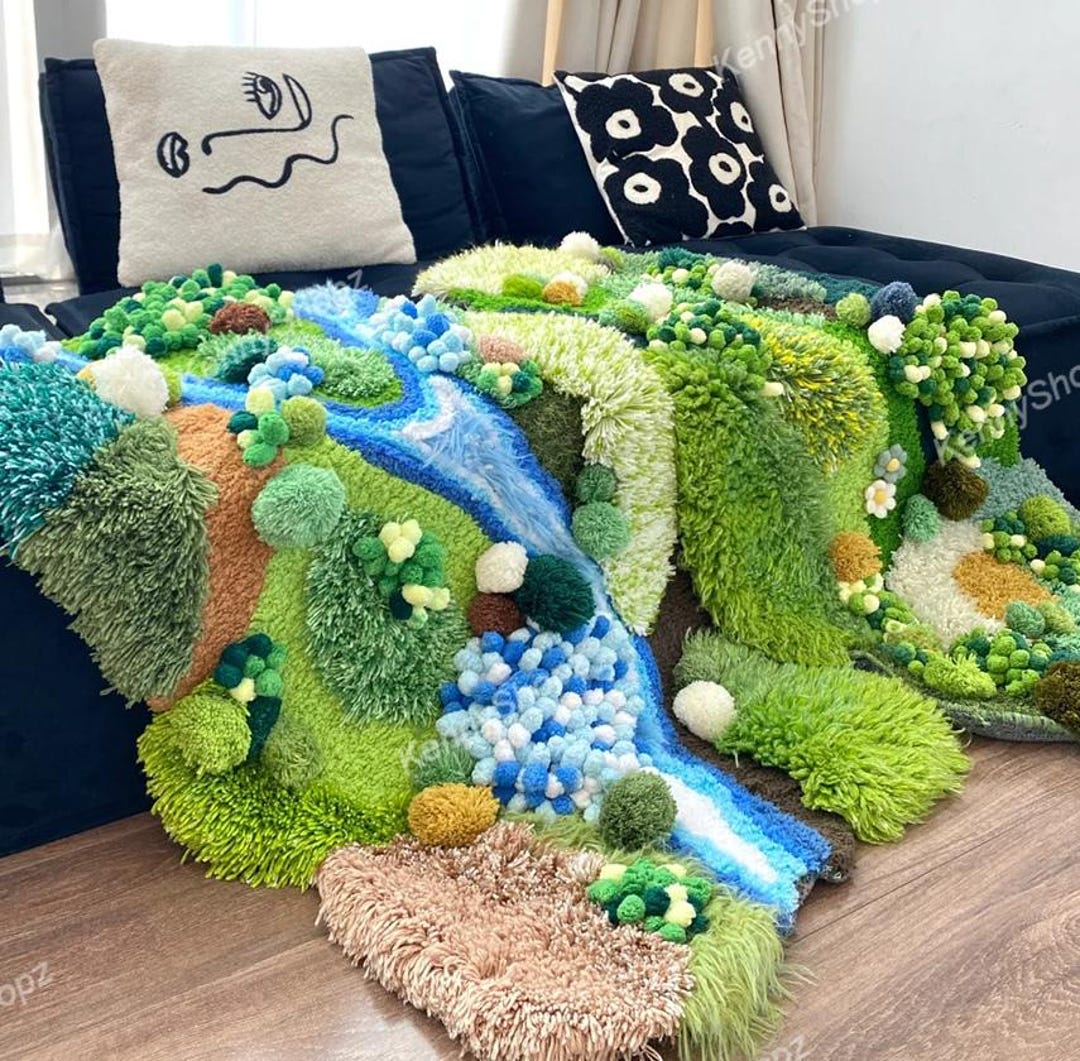 3D Moss Carpet | DIY Kit or Finished | Irregular Latch Hook Rug ...