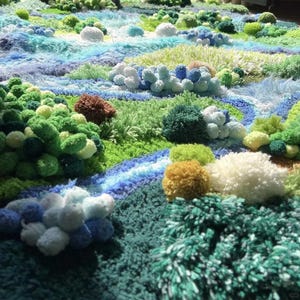 Alfombras de ganchillo hechas a mano, alfombras de musgo personalizadas con gancho de pestillo, alfombra 3D acogedora y esponjosa, alfombra irregular, alfombras con diseño paisajístico, alfombras terminadas